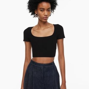 Babaton Sculpt Knit Square Neck Top Size Small